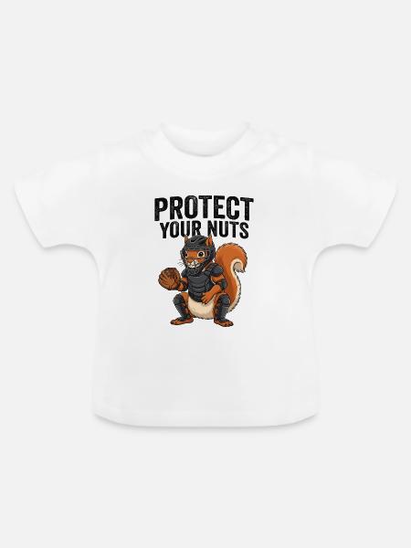 Protect Your Nuts - Baby Bio-T-Shirt mit Rundhals - Weiß