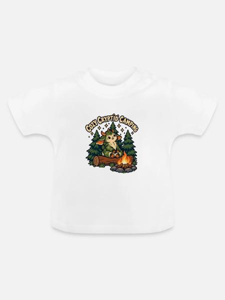 Cozy Cryptid Camping - Baby Bio-T-Shirt mit Rundhals - Weiß