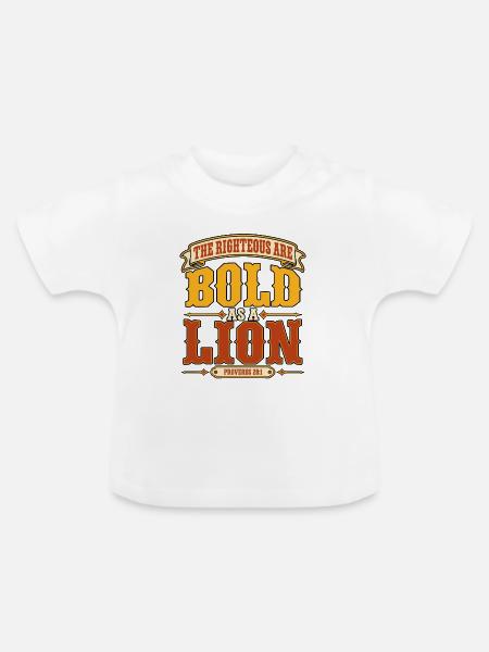 Christlicher Glaube Löwe Spruch - Baby Bio-T-Shirt mit Rundhals - Weiß