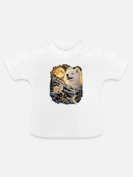 Labrador Hund Mondlicht Bergwelt - Baby Bio-T-Shirt mit Rundhals - Weiß