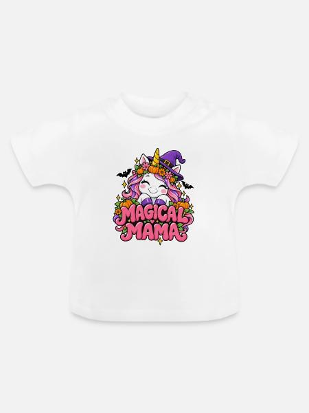 Magische Mama Einhornzauber - Baby Bio-T-Shirt mit Rundhals - Weiß