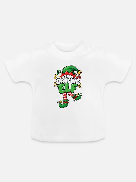 Tanzender Elf mit Musikmütze - Baby Bio-T-Shirt mit Rundhals - Weiß