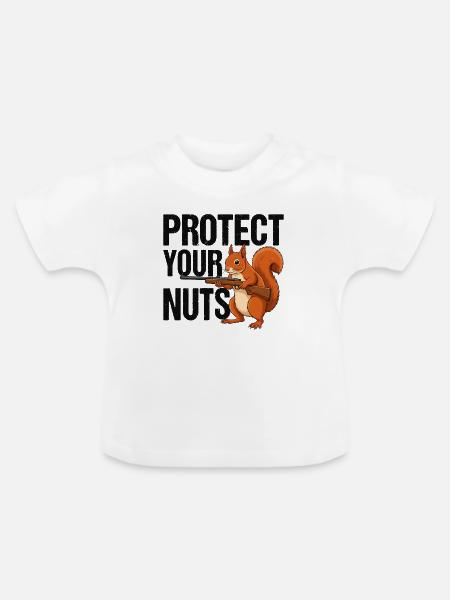 Protect Your Nuts - Baby Bio-T-Shirt mit Rundhals - Weiß