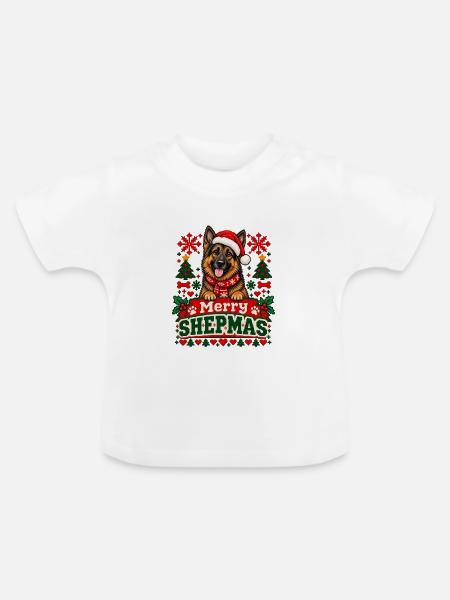 Deutscher Schäferhund - Weihnachten - Baby Bio-T-Shirt mit Rundhals - Weiß