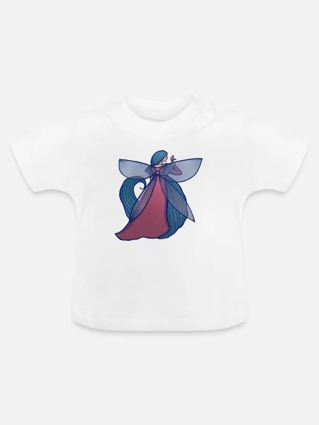 Azurblaue Fee im Abendrosa Kleid - Baby Bio-T-Shirt mit Rundhals - Weiß