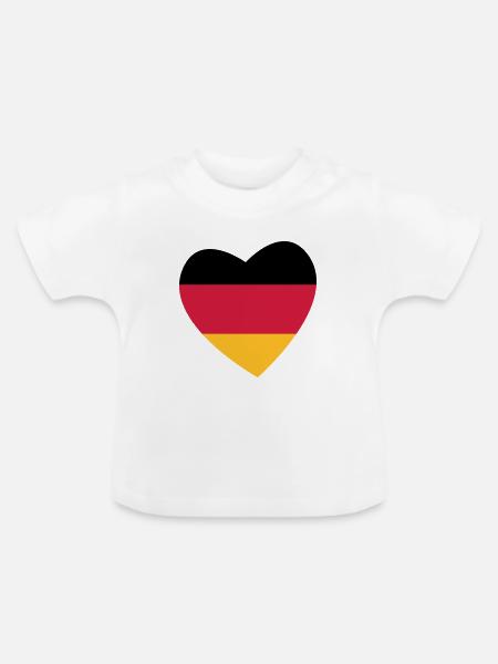 Herz Deutschland - Baby Bio-T-Shirt mit Rundhals - Weiß