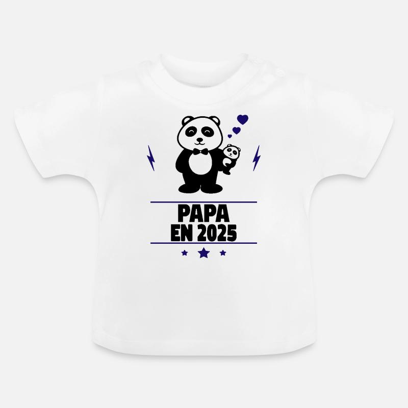 Papa en 2025,Bientôt papa,Annonce Grossesse,Bébé - T-shirt bio col rond Bébé - blanc