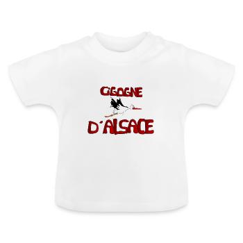 Cigogne d Alsace - T-shirt bio col rond Bébé - blanc - Devant