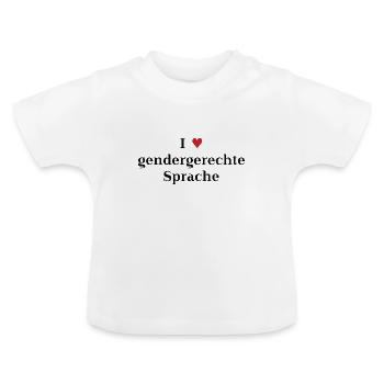 Langage neutre ♥ Idée cadeau Gendering - T-shirt bio col rond Bébé - blanc - Devant