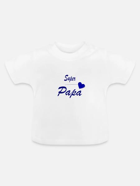 Super Daddy. - Baby Bio-T-Shirt mit Rundhals - Weiß
