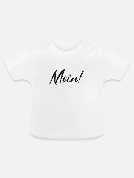 Norddeutscher Gruße Moin Gesichtsmaske Maske - Baby Bio-T-Shirt mit Rundhals - Weiß