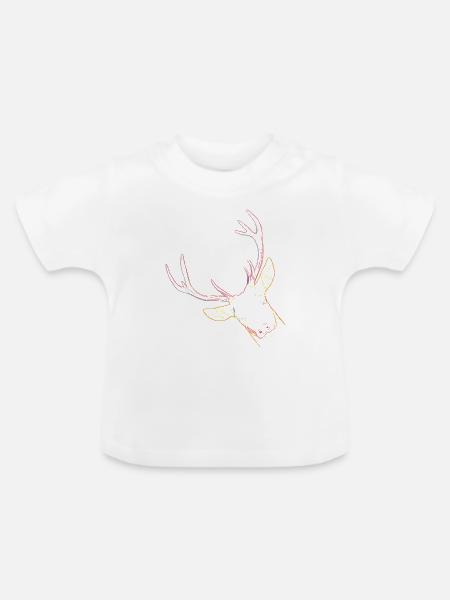 Hirsch - Baby Bio-T-Shirt mit Rundhals - Weiß