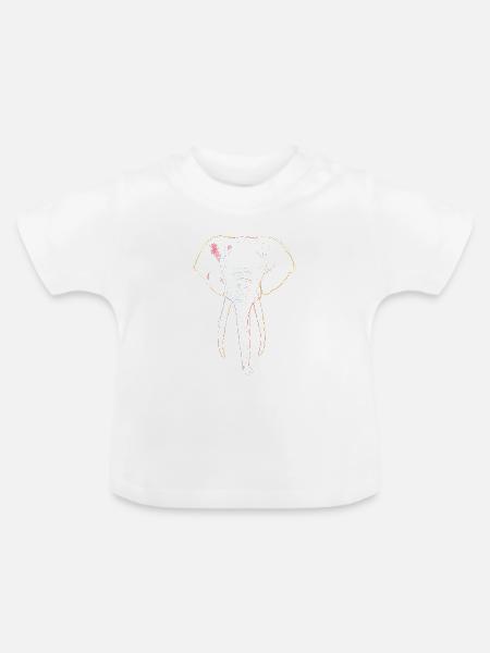 Elefant - Baby Bio-T-Shirt mit Rundhals - Weiß