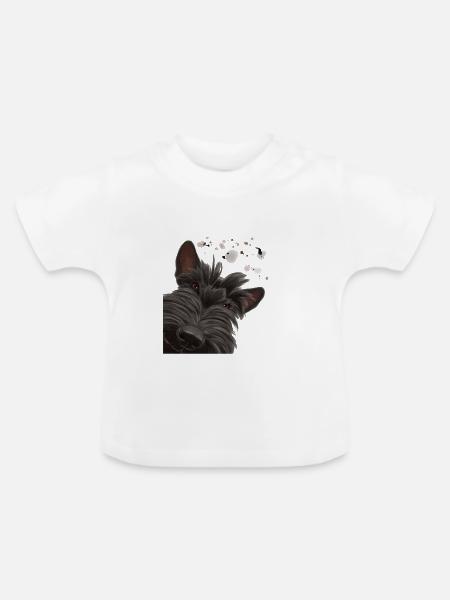 Neugieriger Scottish Terrier Hund - Baby Bio-T-Shirt mit Rundhals - Weiß