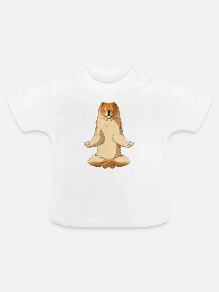 Meditierender Chow Chow Hund - Baby Bio-T-Shirt mit Rundhals - Weiß