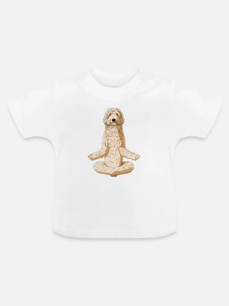 Meditierender Labradoodle Hund - Baby Bio-T-Shirt mit Rundhals - Weiß