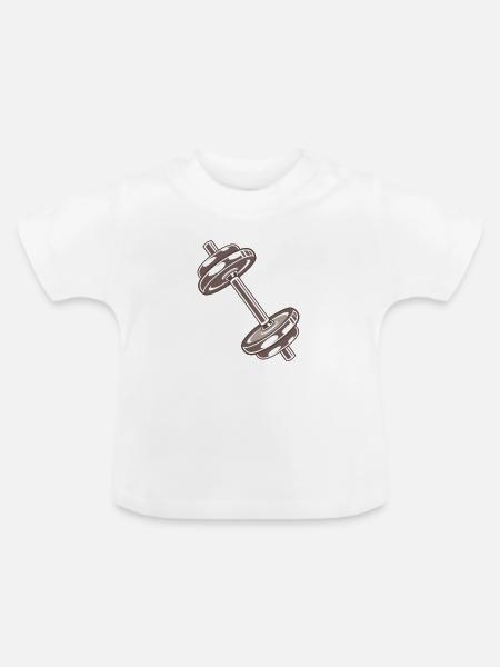 Hantel - Baby Bio-T-Shirt mit Rundhals - Weiß