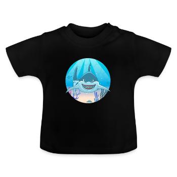Hai - Baby Bio-T-Shirt mit Rundhals - Schwarz - Vorne