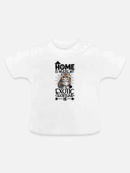 Zuhause - Exotisch Kurzhaar - Baby Bio-T-Shirt mit Rundhals - Weiß