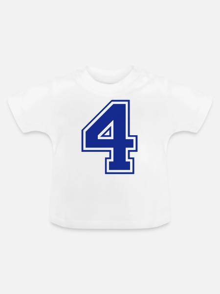4 - Nummer - Zahl - Baby Bio-T-Shirt mit Rundhals - Weiß