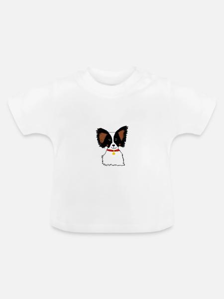 Papillon Hund - Baby Bio-T-Shirt mit Rundhals - Weiß