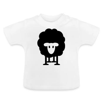 mouton noir épais berger laine laine Heidschnucken - T-shirt bio col rond Bébé - blanc - Devant