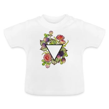 Fleurs de paille avec triangle - T-shirt bio col rond Bébé - blanc - Devant