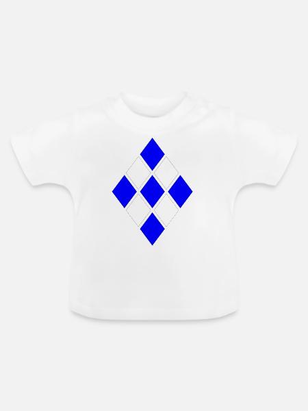 Raute Muster Blau Weiss - Baby Bio-T-Shirt mit Rundhals - Weiß