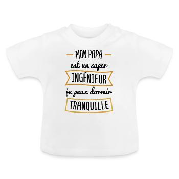cadeau pour nouveau né papa ingénieur - T-shirt bio col rond Bébé - blanc - Devant