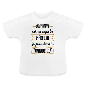 cadeau nouveau né maman médecin - T-shirt bio col rond Bébé - blanc - Devant