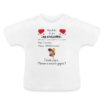 maman a encore gagné désolé papa body humour bébé - T-shirt bio col rond Bébé - blanc - Devant