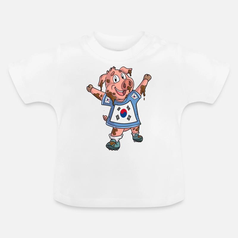 Fan Pig Corée du Sud - T-shirt bio col rond Bébé - blanc