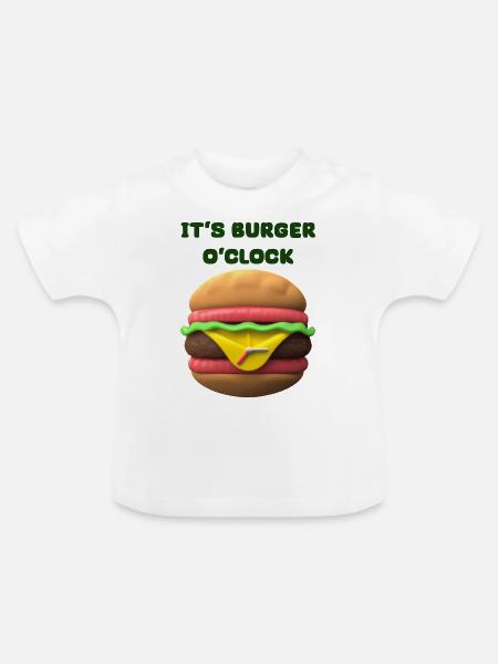IT‘S BURGER O‘CLOCK - Baby Bio-T-Shirt mit Rundhals - Weiß
