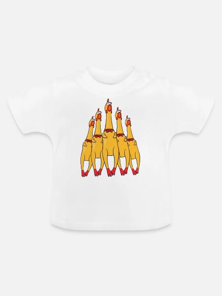 Lustige Gummihühner - Baby Bio-T-Shirt mit Rundhals - Weiß