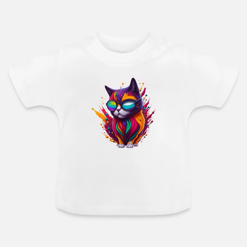 Chat 3 - T-shirt bio col rond Bébé - blanc