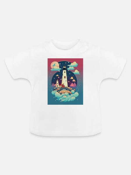 Leuchtturm - Baby Bio-T-Shirt mit Rundhals - Weiß