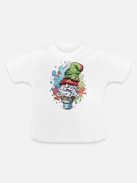 Elf in der Eiswaffel - Baby Bio-T-Shirt mit Rundhals - Weiß