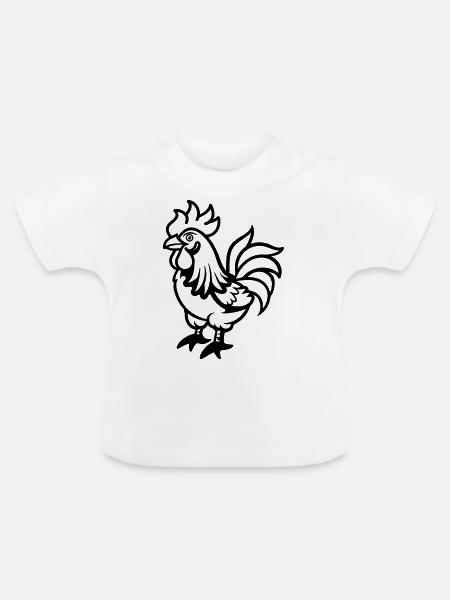 hahn comic - Baby Bio-T-Shirt mit Rundhals - Weiß