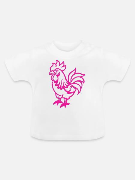hahn comic - Baby Bio-T-Shirt mit Rundhals - Weiß