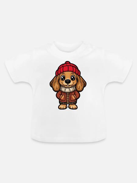 Cocker Spaniel Hund Stylisch - Baby Bio-T-Shirt mit Rundhals - Weiß