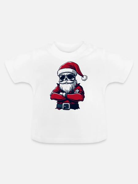 Weihnachtsmann Skull - Baby Bio-T-Shirt mit Rundhals - Weiß