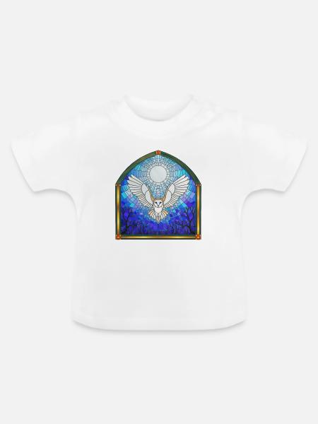 Eule und Mond - Baby Bio-T-Shirt mit Rundhals - Weiß