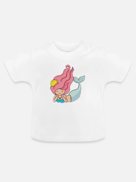 Meerjungfraum - Baby Bio-T-Shirt mit Rundhals - Weiß