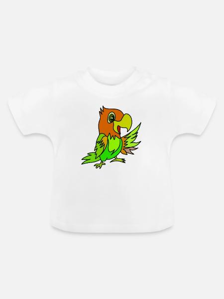 Papageien Farbwirbel - Baby Bio-T-Shirt mit Rundhals - Weiß