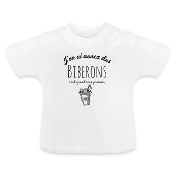 j'en ai assez des biberons c'est quand mon goblet - T-shirt bio col rond Bébé - blanc - Devant