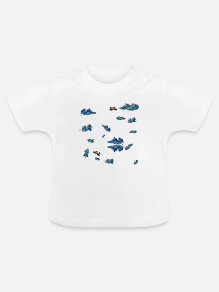 Blauer Sneaker Streu Muster  - Baby Bio-T-Shirt mit Rundhals - Weiß