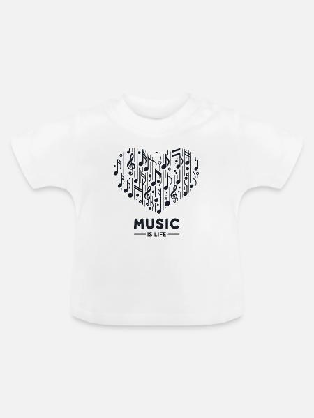 Musik ist Leben - Baby Bio-T-Shirt mit Rundhals - Weiß