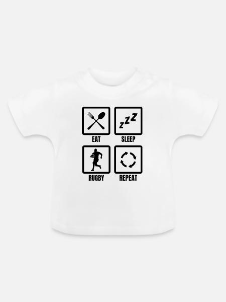 Täglicher Rugby Spielplan - Baby Bio-T-Shirt mit Rundhals - Weiß