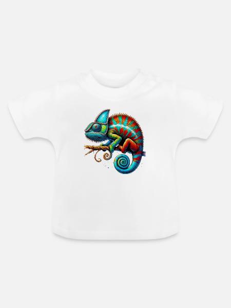 Chamäleon - Baby Bio-T-Shirt mit Rundhals - Weiß
