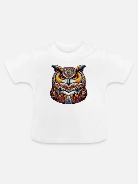 Eule - Baby Bio-T-Shirt mit Rundhals - Weiß